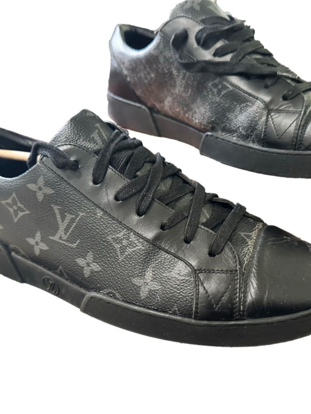 Louis Vuitton Black Monogram Sneakers Made In Italy Men’s 8.5 Fits 9.5